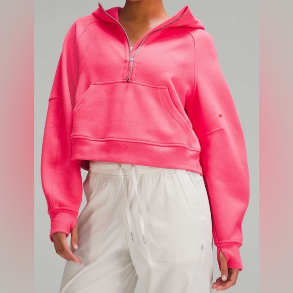 Lululemon Scuba Oversized Half-Zip Hoodie Jacket Cropped Glaze Pink XS/S - Picture 1 of 12